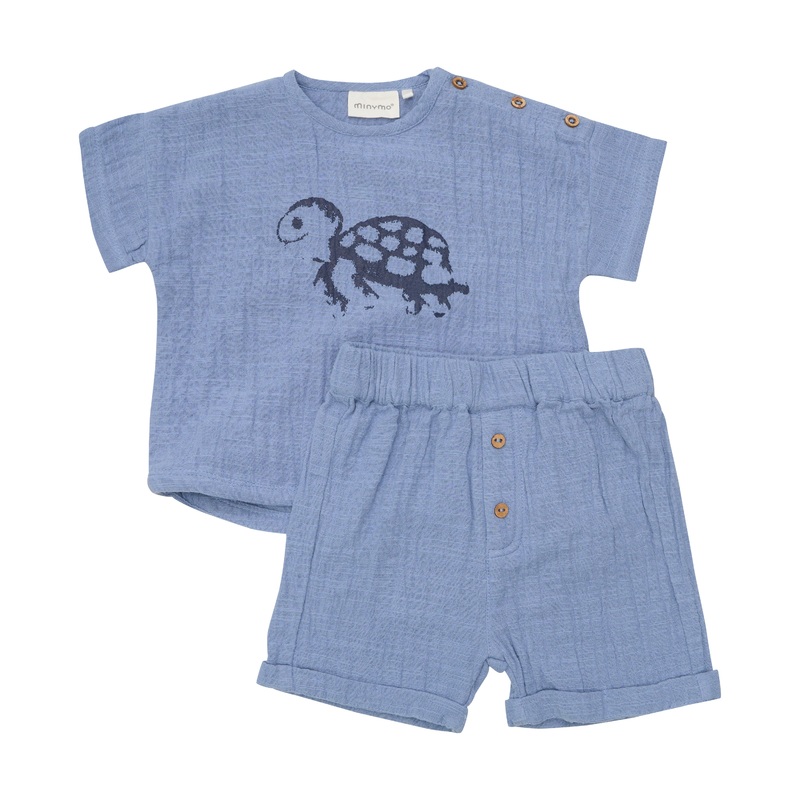 Minymo – Muslin Short Sleeve Tee + Shorts Set – Turtle