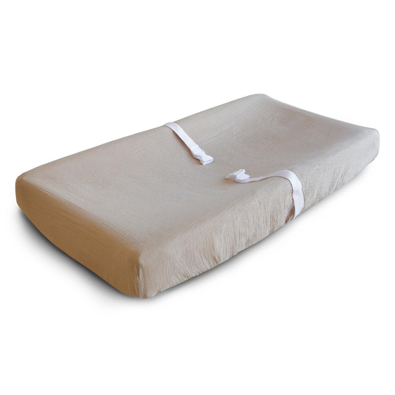 Mushie – Extra Soft Muslin Changing Pad Cover – Pale Taupe