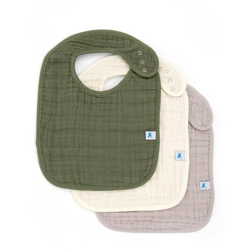 Cotton Muslin Classic Bib 3-Pack Set Fern 2