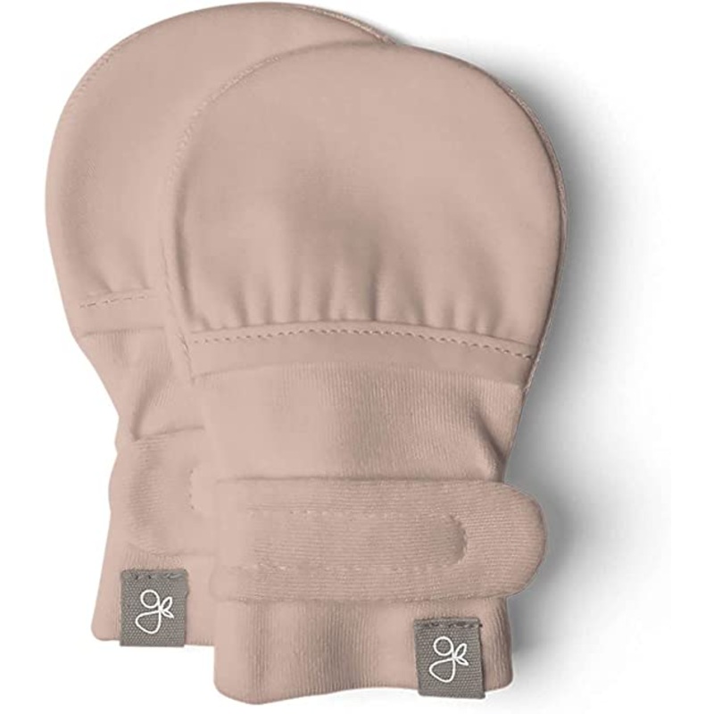 Organic Cotton stay on mitts ( 0-3M) -Rose