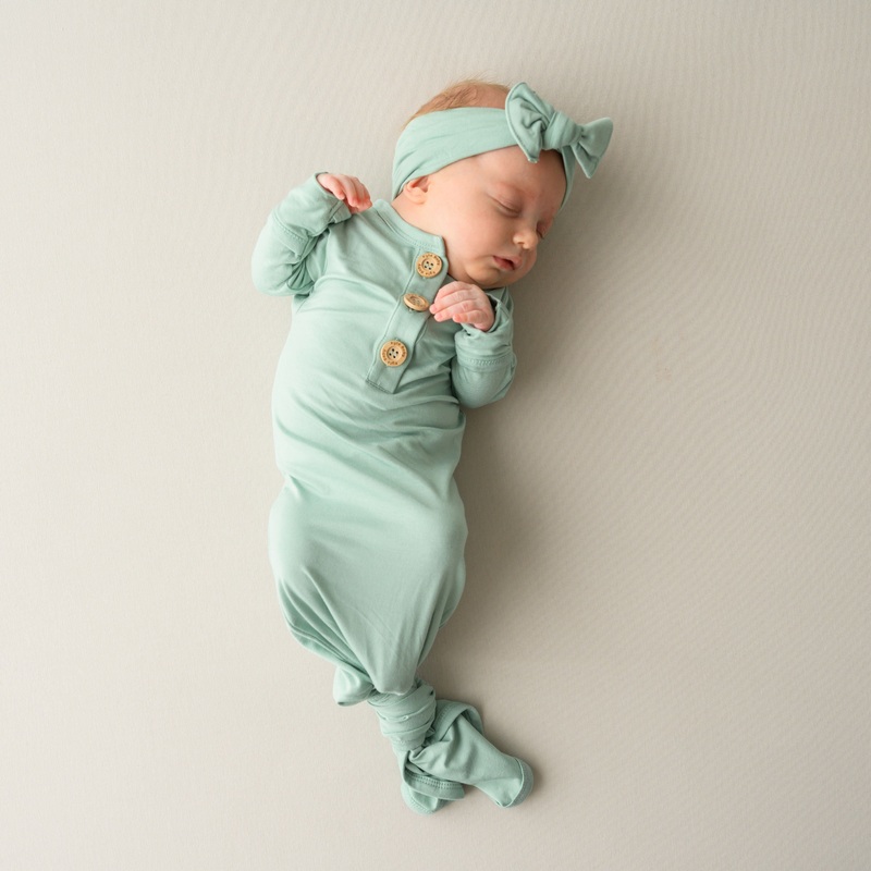 Knotted Gown with Bow Set in Sage