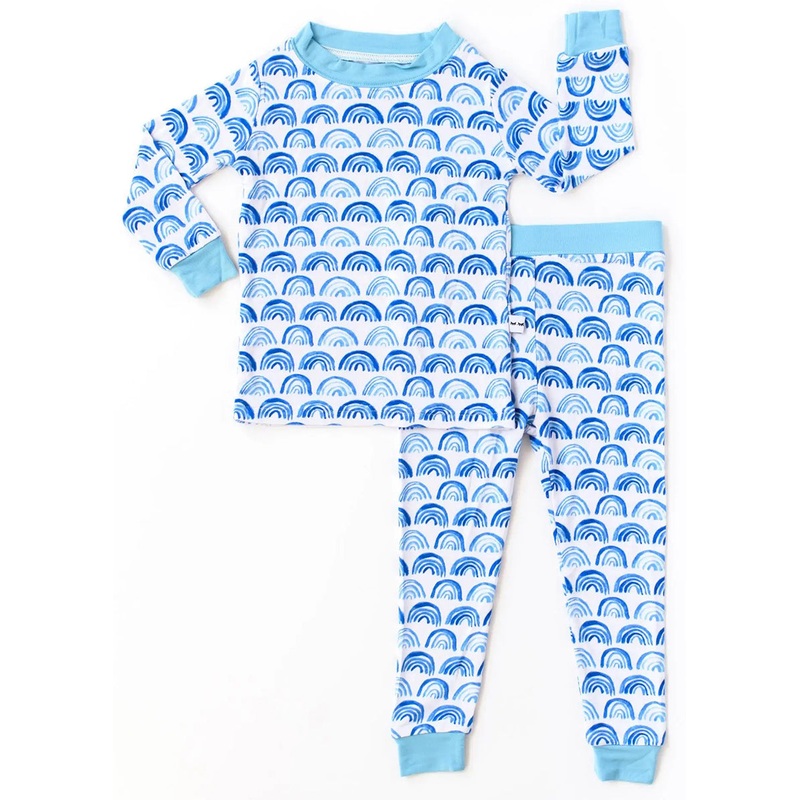 Little Sleepies Two-Piece Bamboo Viscose Pajama Set – Blue Rainbows, 4T