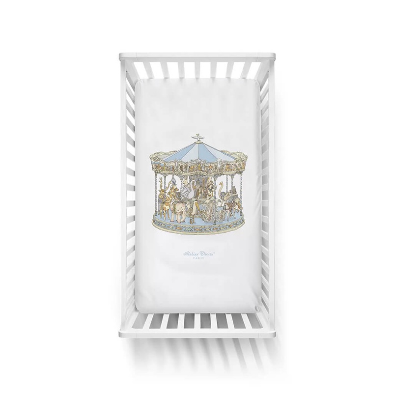Satin Fitted Sheet Carousel Blue