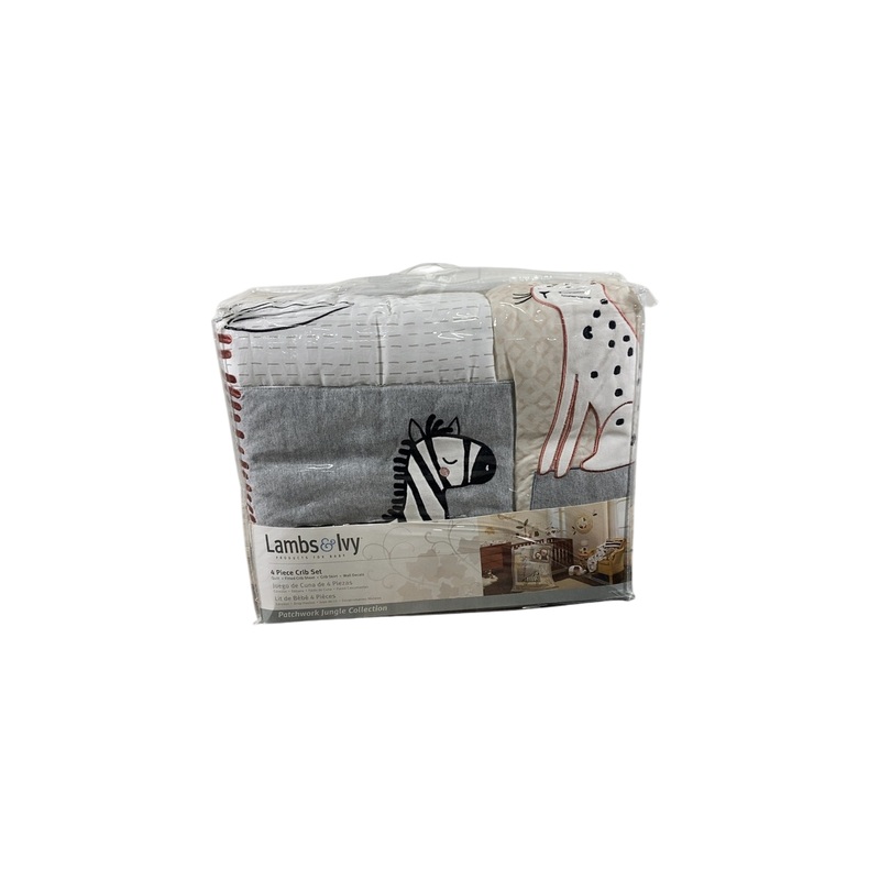 Lambs & Ivy Four Piece Crib Set, PatchWork Jungle