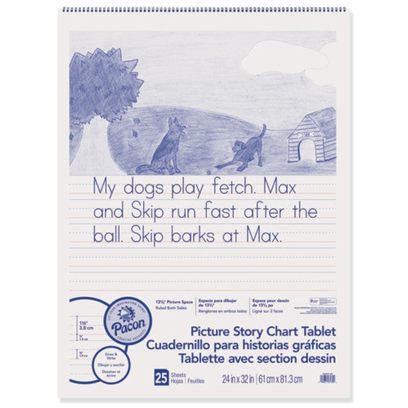 Picture Story Chart Tablet, 24″ x 32″, 1 1/2″ Ruled with 7″ Picture Space at Top