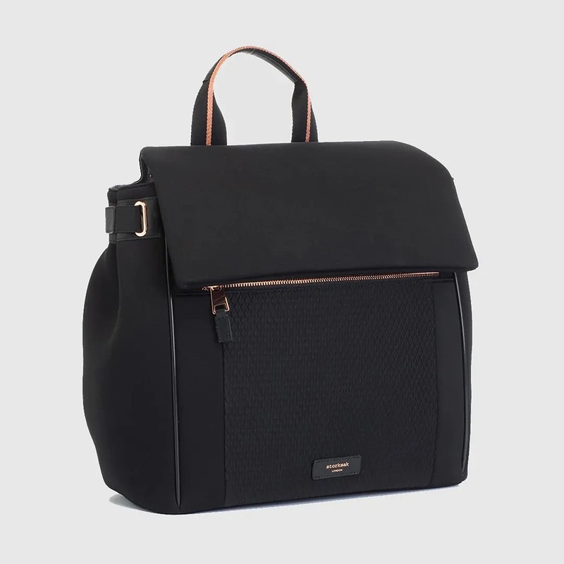 St James Scuba Diaper Bag – Black & Rose Gold