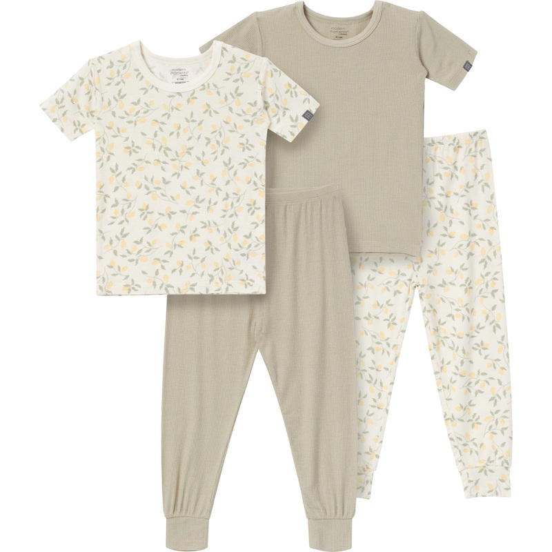 4-Piece Infant & Toddler Girls Lemon Vines Viscose Snug Fitting Pajamas