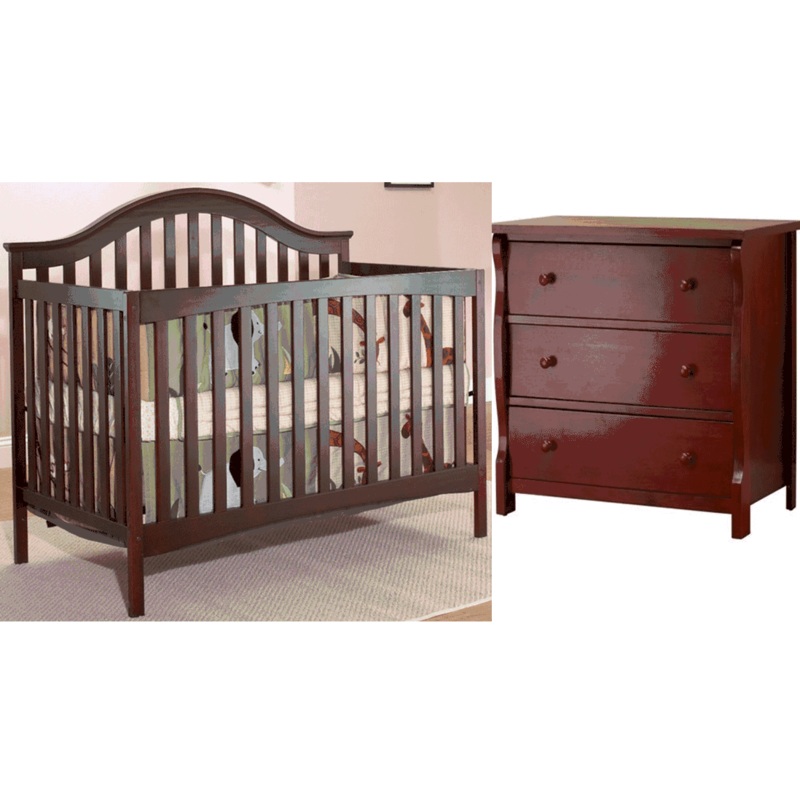 SB2 Lynn 2 Piece Nursery Set in Merlot – Crib & Princeton 3 Drawer Dresser