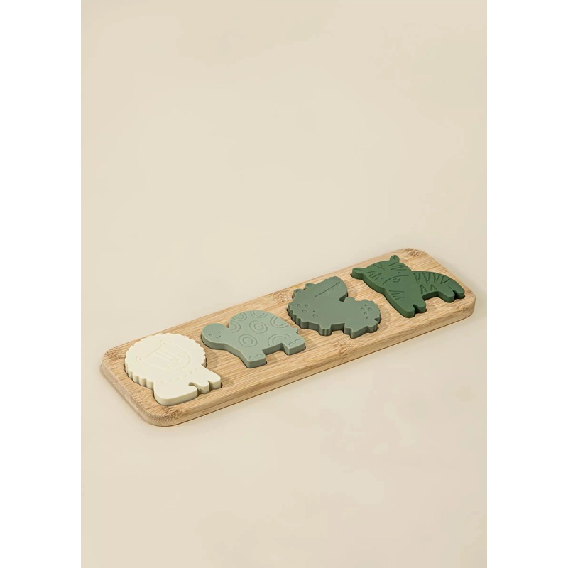 Silicone Puzzle On Wooden Plate – Savanna