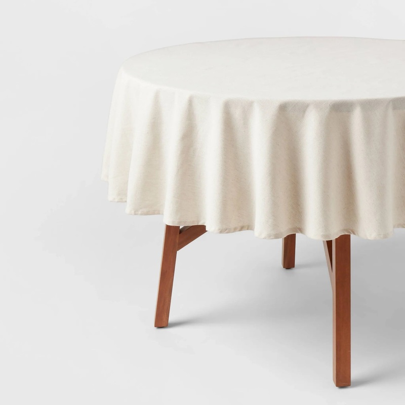 70″ Cotton and Linen Blend Round Tablecloth