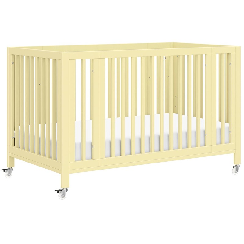 Babyletto Rolli 9-in-1 Convertible All-Stages Crib with Bassinet & Toddler Bed Conversion Kits – Pale Yellow