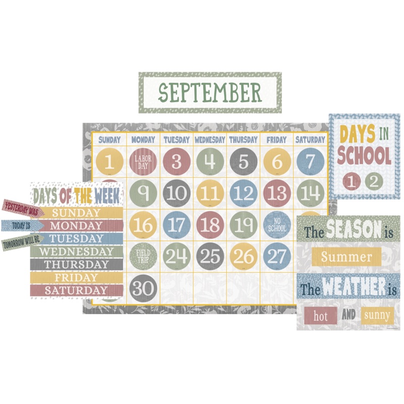 Classroom Cottage Calendar Bulletin Board Set