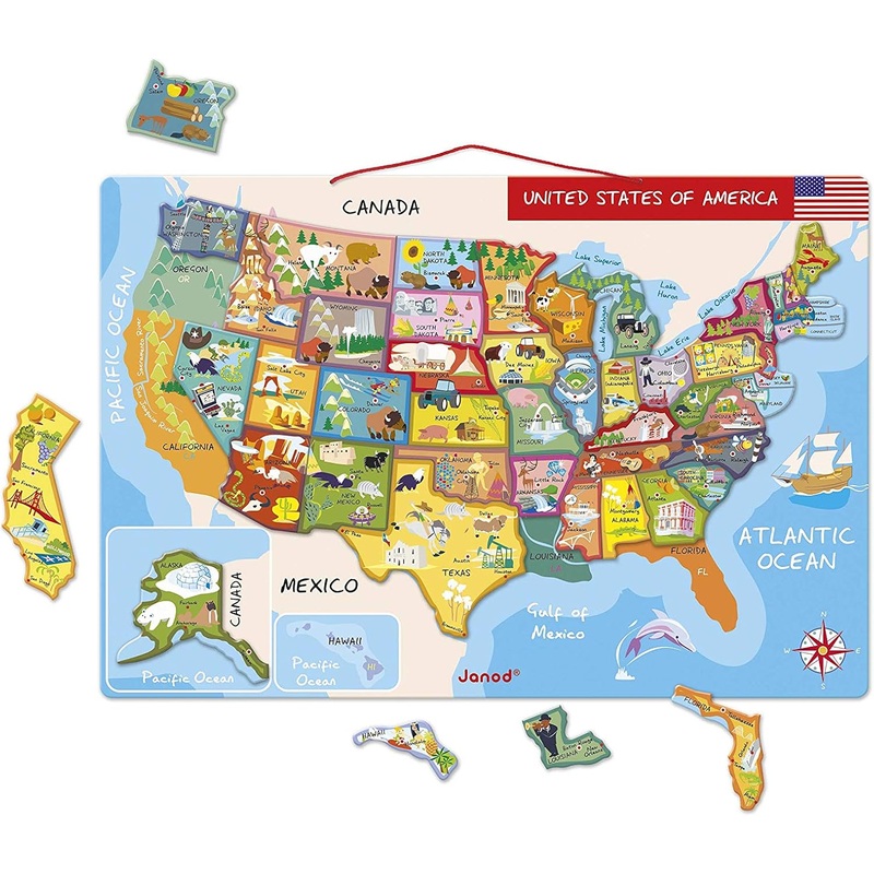 Janod Magnetic USA Map Puzzle