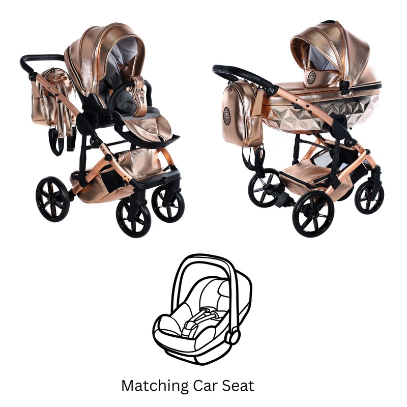 JUNAMA HANDCRAFT GLOSSY ROSE GOLD – 3IN1 (INCLUDES CAR SEAT)