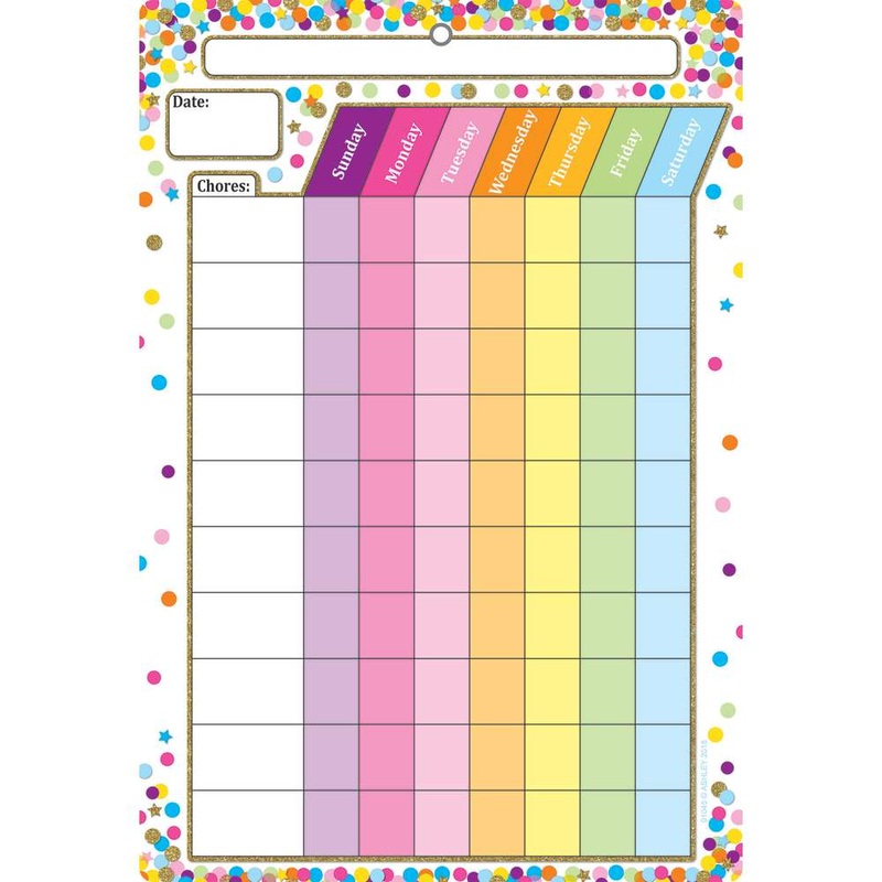 Smart Poly Chart 13″X19″, Confetti Chores *Grommett