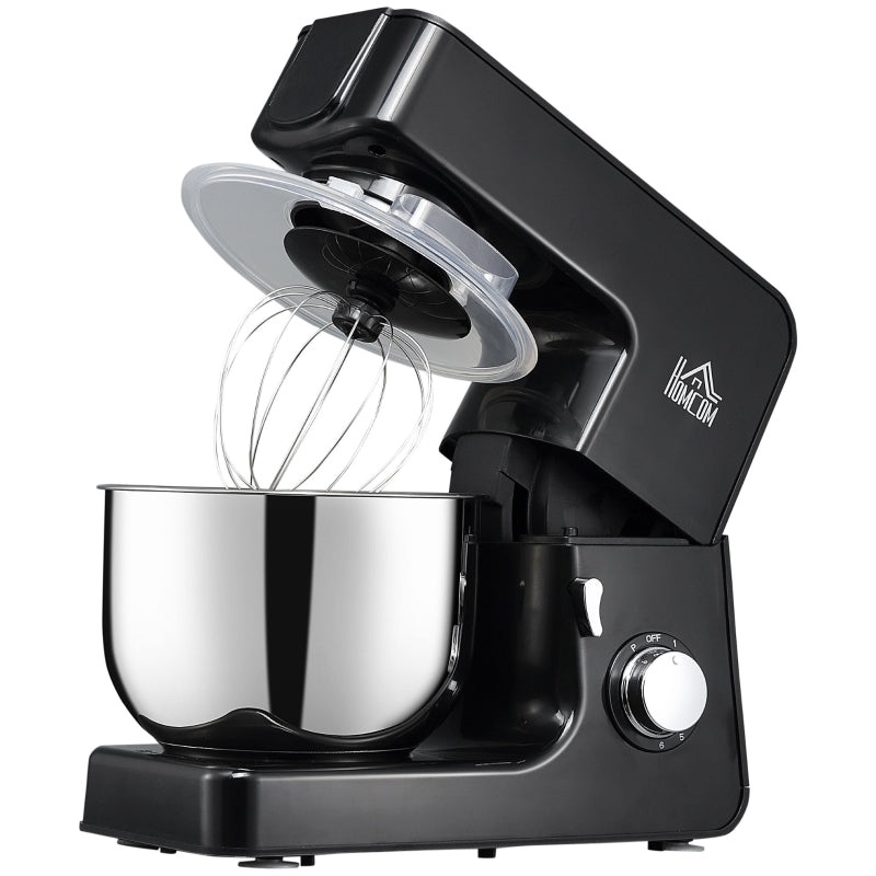 HOMCOM 6 Qt Stand Mixer with 6+1P Speed and Tilt Head – Black