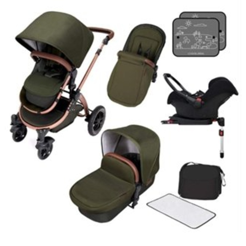 Ickle Bubba Stomp V4 Galaxy Travel System with Isofix Base – Woodland