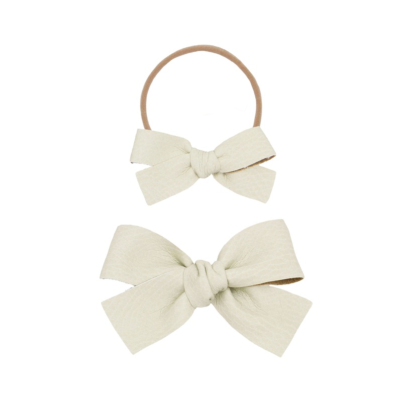 Leather – Ivory Bow Headband