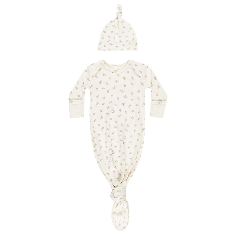 Quincy Mae – Organic Knotted Gown + Hat Set – Fleur