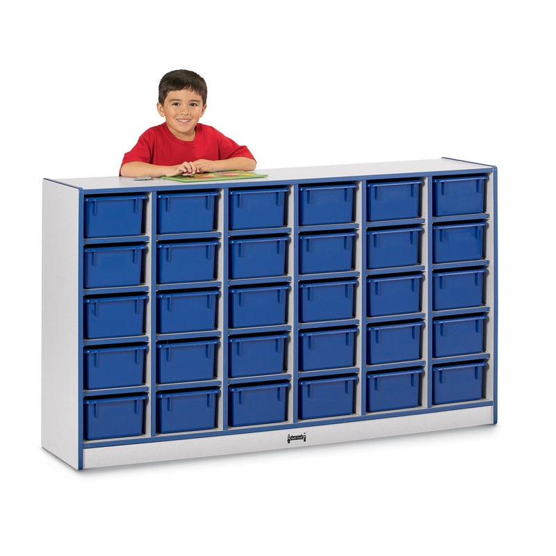 Rainbow Accents 30 Cubbie-Tray Mobile Storage – with Trays – Blue