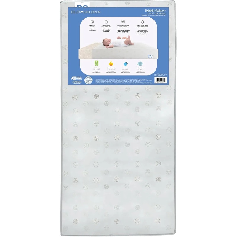 Twinkle Galaxy Dual Sided Premium Recycled Fiber Core Crib and Toddler Mattress