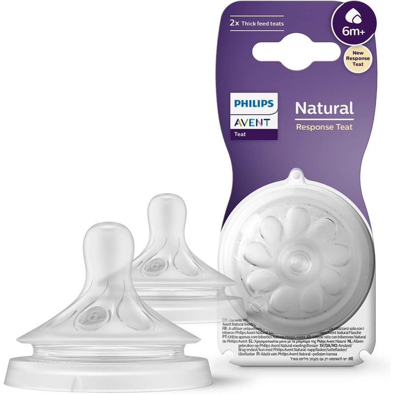 Avent Natural Response Nipple Flow 6 Thick Feed (6M+) – 2 Pack