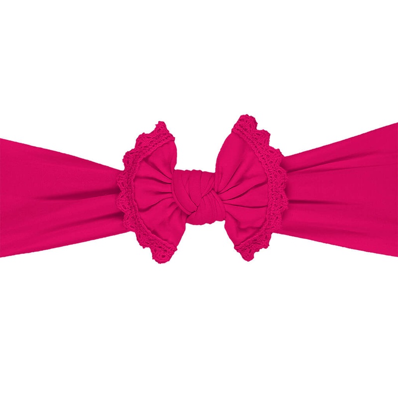 Lace Bow Headband Magenta
