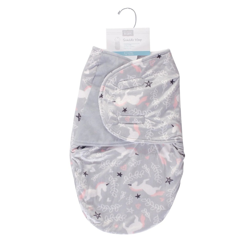 Infant Girl Plush Swaddle Wrap, 0-3 Months – Gray Unicorn