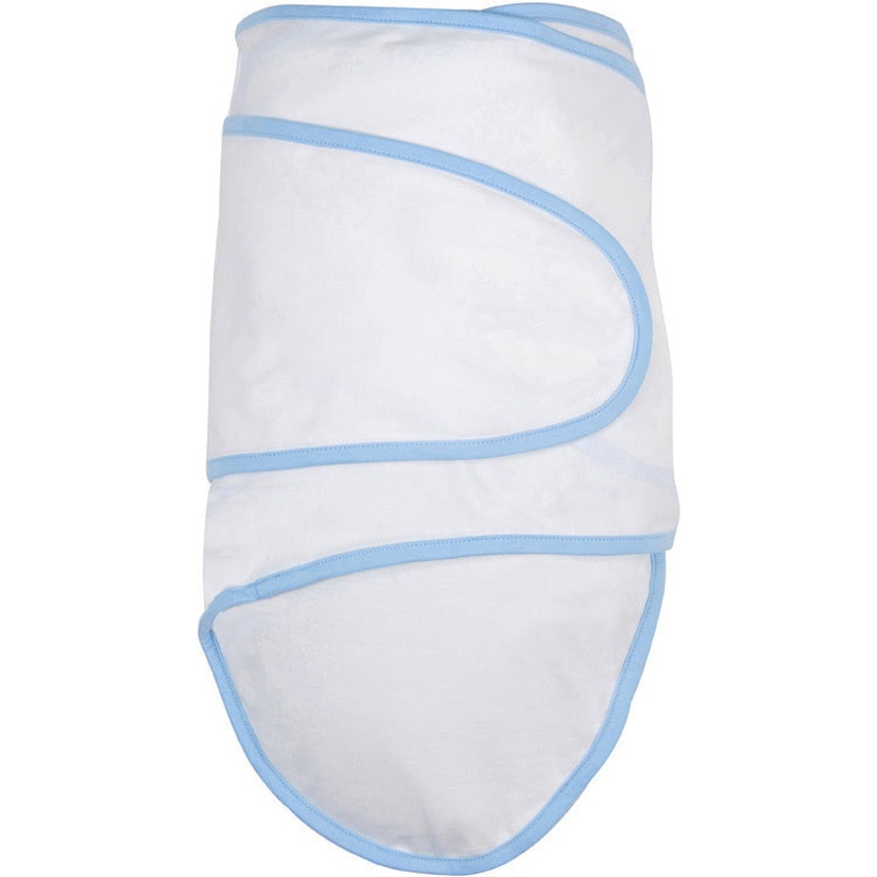 Miracle Blanket Swaddle – White with Blue Trim