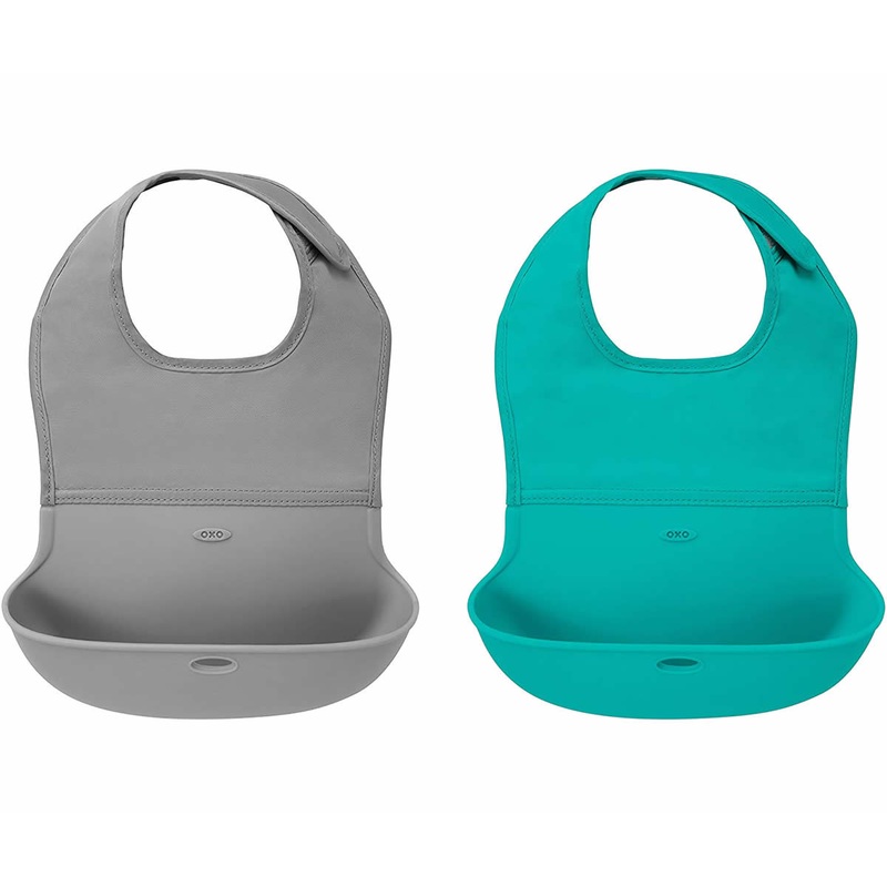 OXO Tot Roll Up Bib, 2-pack – Gray & Teal