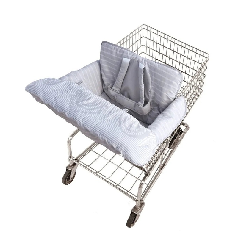 Shopping Cart and Highchair Cover for Baby- Gray Ticking Stripe