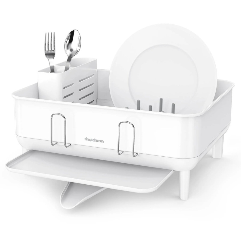 Compact Kitchen Dish Drying Rack with Swivel Spout