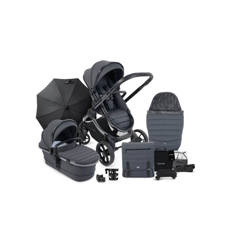 iCandy Peach 7 Pushchair & Carrycot Complete Bundle – Dark Grey