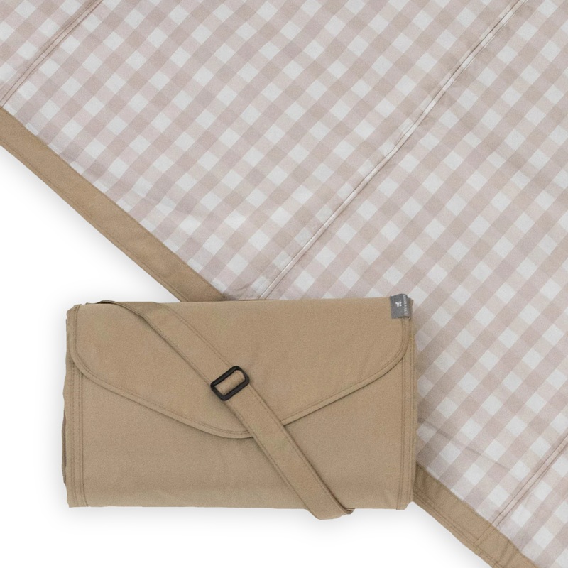 Little Unicorn Outdoor Blanket, Beige Buffalo Check