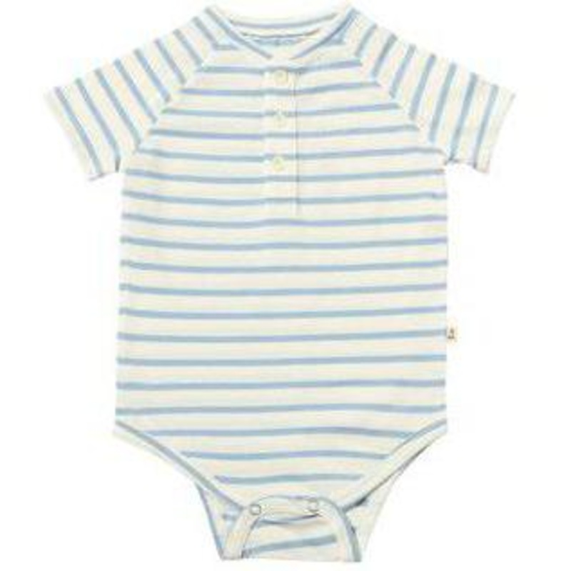 Me & Henry Raglan Onesie | Blue/White Stripe