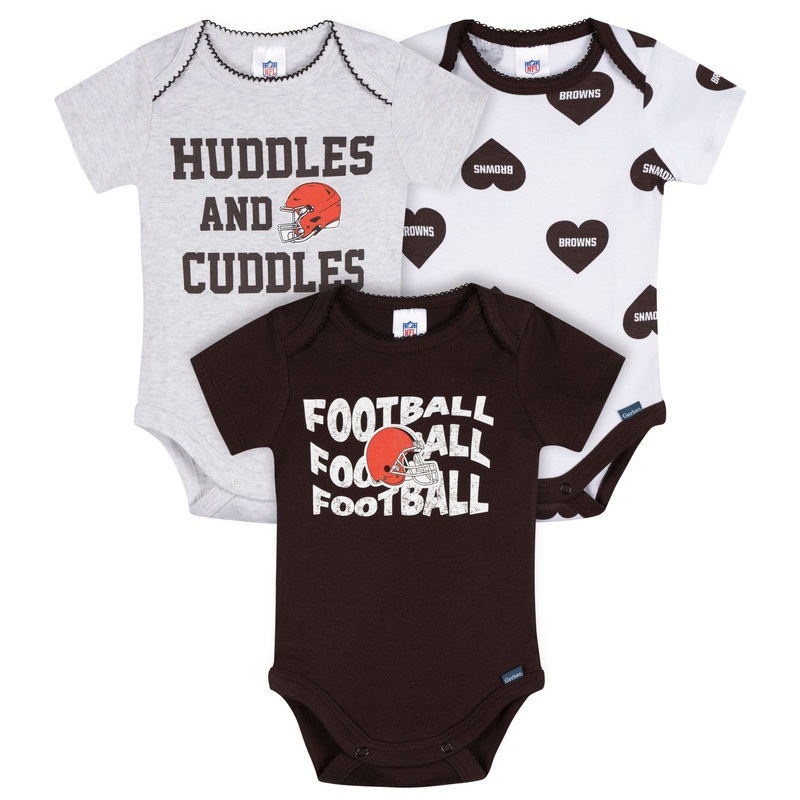 3-Pack Baby Girls Cleveland Browns Bodysuit Set