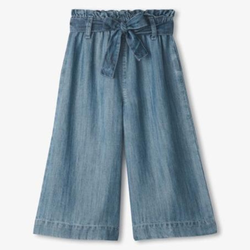 Hatley Smokey Blue Wash Cropped Paperbag Pants | Smokey Blue Wash