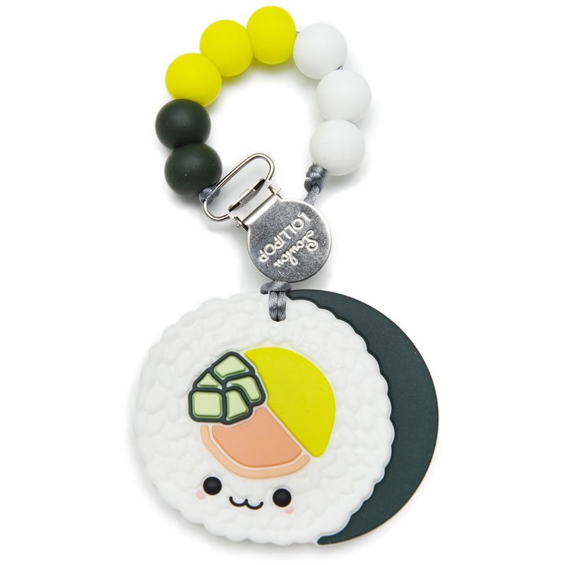 Loulou Lollipop Silicone Teether with Clip – Sushi Roll