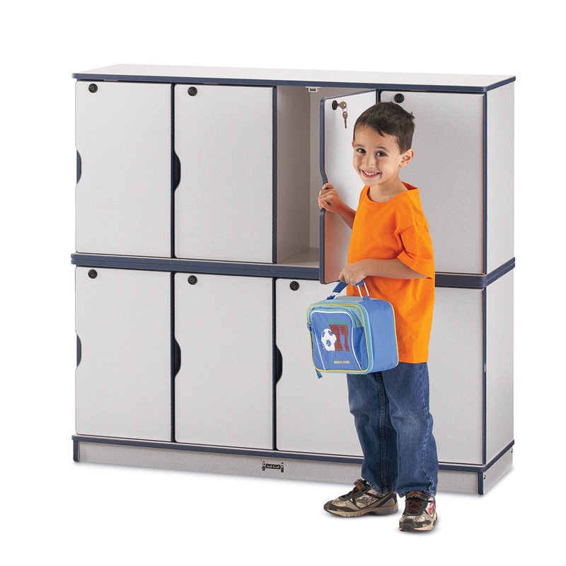 Rainbow Accents Stacking Lockable Lockers –  Single Stack – Navy