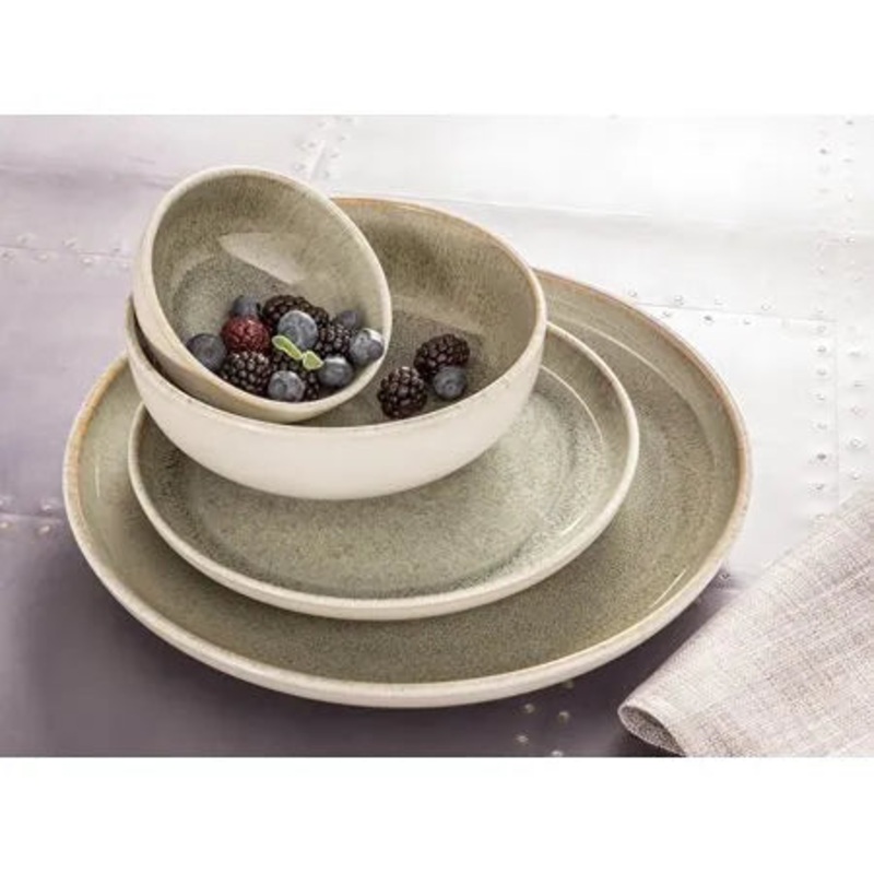 16pc Stoneware Resona Dinnerware Set – Green by Sango