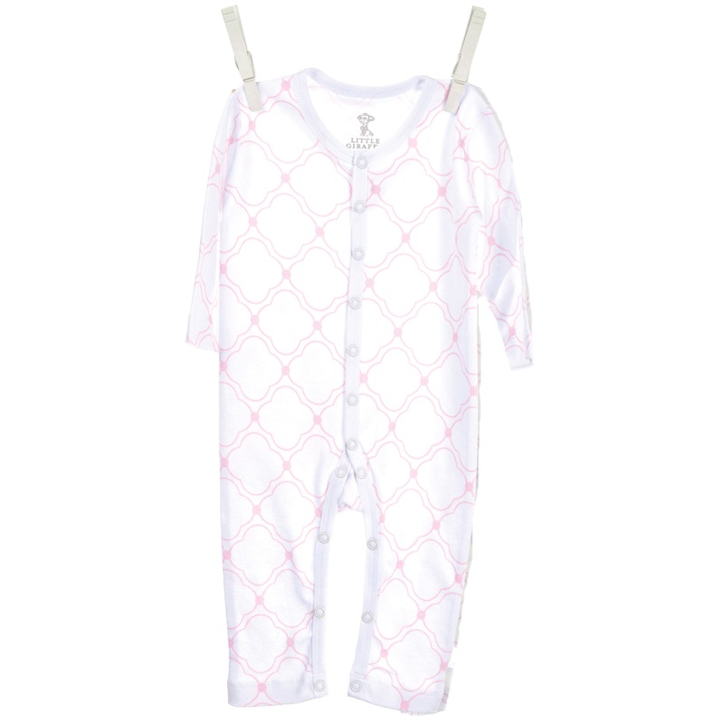 Little Giraffe Link Cotton Romper in Pink – 3 to 6 Months