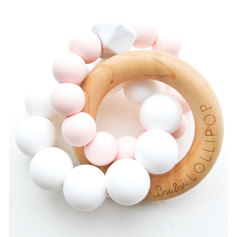 Loulou Lollipop Trinity Wood + Silicone Teether – Pink