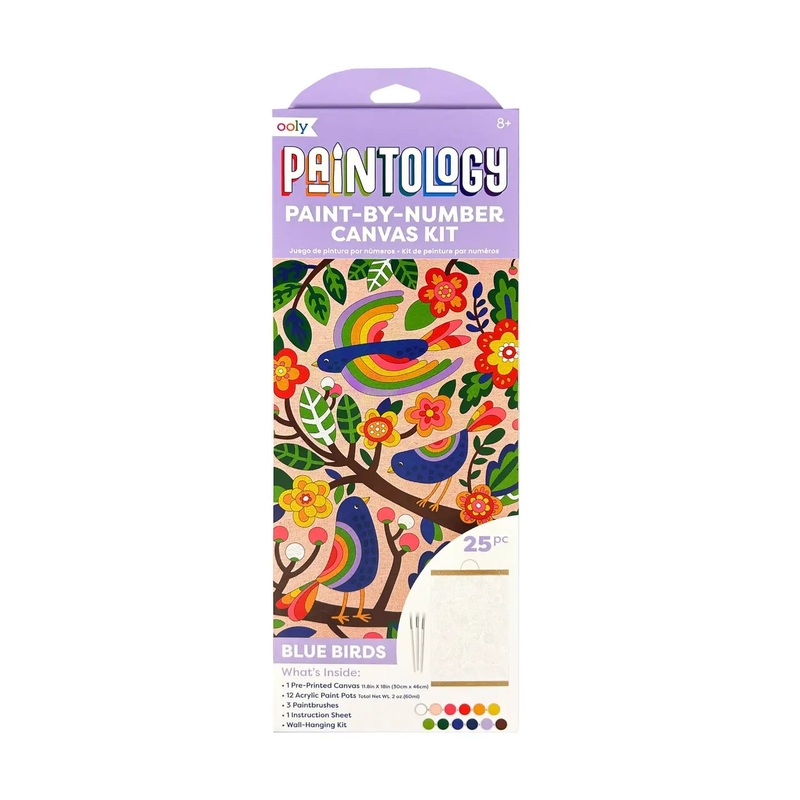 Ooly Paintology Paint By Number Canvas Kit – Blue Birds 25 Pc Set