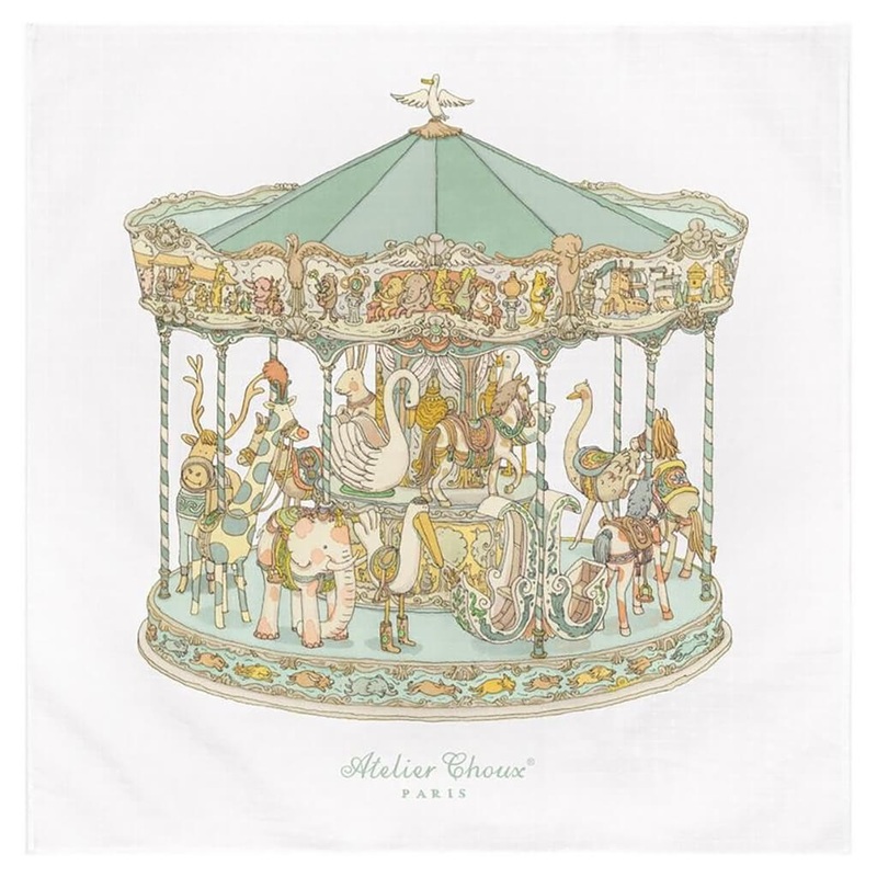 Organic Swaddle Blanket Carousel Green