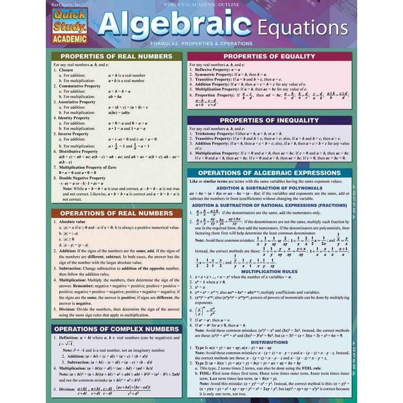 QuickStudy: Algebraic Equations