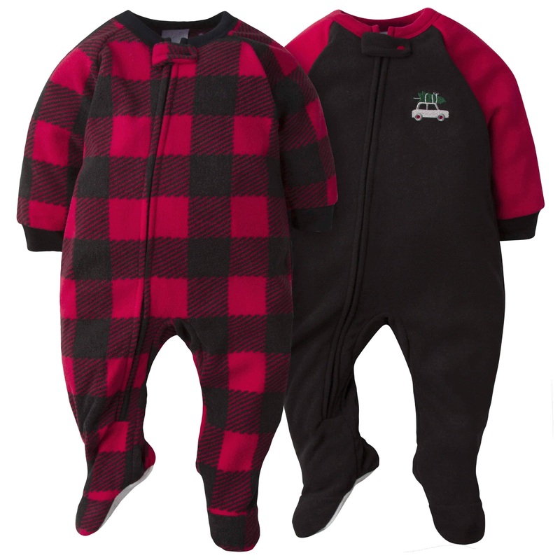 2-Pack Toddler Neutral Plaid Fleece Pajamas, 4T