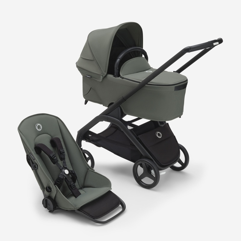 Dragonfly Stroller with Bassinet – Forest Green, Forest Green, Black Chassis