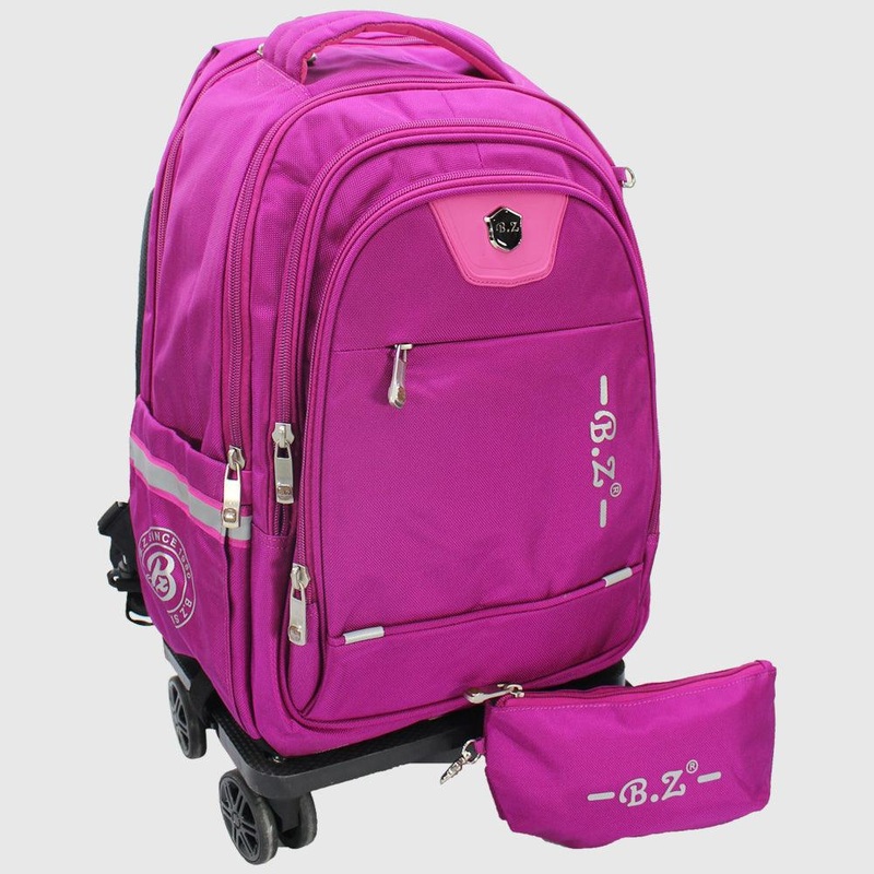 Fuchsia 18 Inches Trolley Backpack + Pencil Case