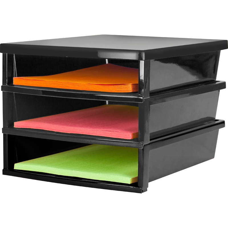 Quick Stack Construction Paper Sorter, 3 compartments, Black
