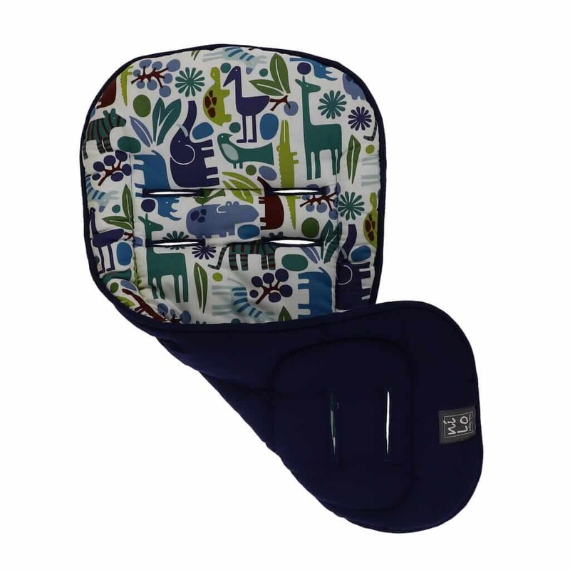 Short Stroller Mat Safari Animals Blue
